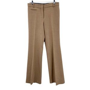 BCBGMAXAZRIA Camel Wool Flat Front Dress Pants Size 8 Tall Trousers Office
